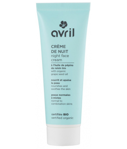 Avril - Crème de nuit peau normale et mixte à l'huile de Pépins de Raisin - 50 ml