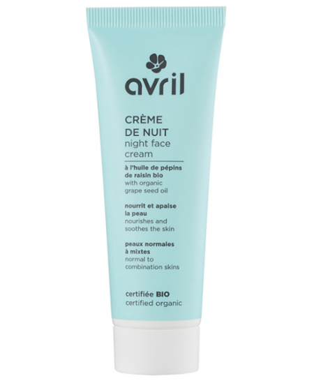 Avril - Crème de nuit peau normale et mixte à l'huile de Pépins de Raisin - 50 ml Avril - Crème de nuit peau normale et mixte à l'huile de Pépins de Raisin - 50 ml
