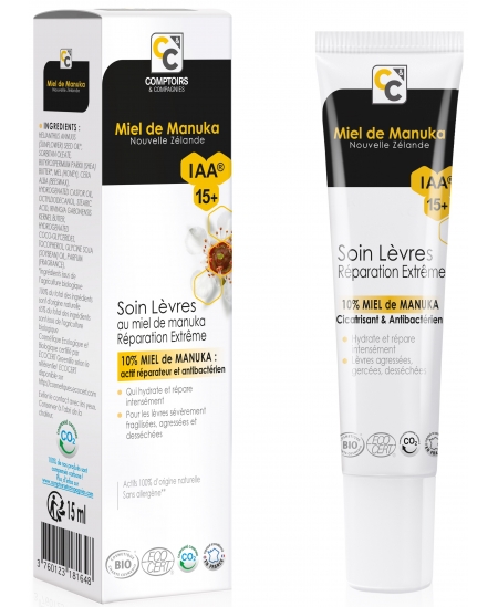 Comptoirs & Compagnies - Soin Lèvres réparation extrême Miel de Manuka IAA15 - 15 ml Comptoirs & Compagnies - Soin Lèvres réparation extrême Miel de Manuka IAA15 - 15 ml