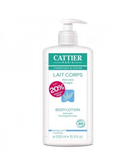 Cattier - Lait Corps modelant Hydratant Aloe Vera et Onagre dont 20 % gratuit - 500 ml Cattier - Lait Corps modelant Hydratant Aloe Vera et Onagre dont 20 % gratuit - 500 ml
