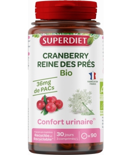 Cranberry bio reine des prés  - 90 comprimés - Super Diet santé urinaire reine des prés Espritphyto
