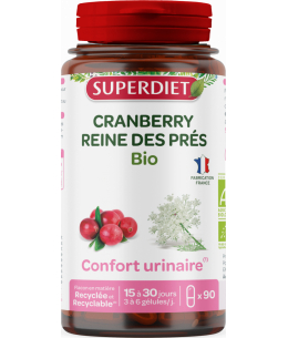 Cranberry bio reine des prés  - 90 gélules - Super Diet santé urinaire reine des prés Espritphyto