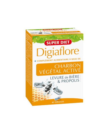 Super Diet - Digiaflore Charbon + Levure - 45 gélules Super Diet - Digiaflore Charbon + Levure - 45 gélules