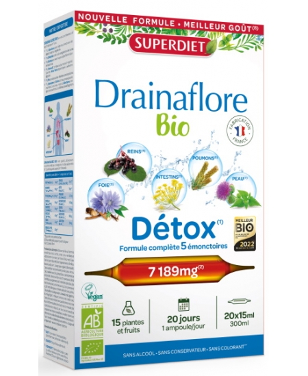 Drainaflore bio - 20 ampoules - Super Diet 15 plantes et jus dépuratifs Espritphyto Drainaflore bio - 20 ampoules - Super Diet 15 plantes et jus dépuratifs Espritphyto