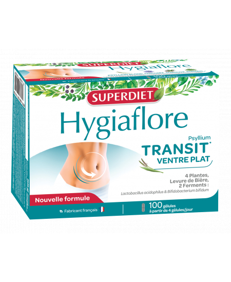 Super Diet Hygiaflore Transit Ventre plat 100 gélules psyllium blond Espritphyto Super Diet Hygiaflore Transit Ventre plat 100 gélules psyllium blond Espritphyto
