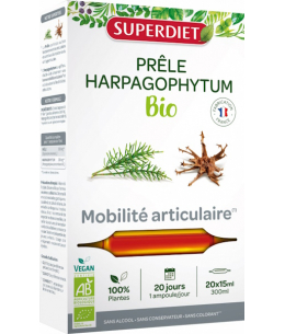 Prêle Harpagophytum Bio - 20 ampoules de 15ml - Super Diet confort articulaire Espritphyto