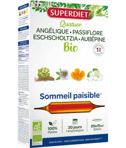 Super Diet - Quatuor Angélique Passiflore Escholtzia Aubépine - 20 ampoules de 15ml