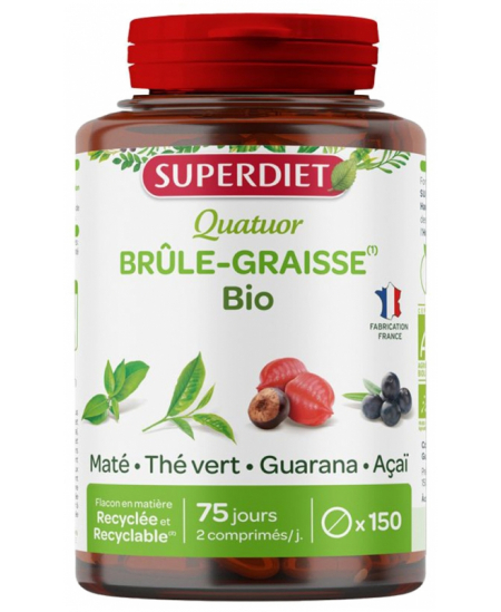 Super Diet - Quatuor Maté Guarana Thé vert Acaï brule graisse - 150 comprimés Super Diet - Quatuor Maté Guarana Thé vert Acaï brule graisse - 150 comprimés