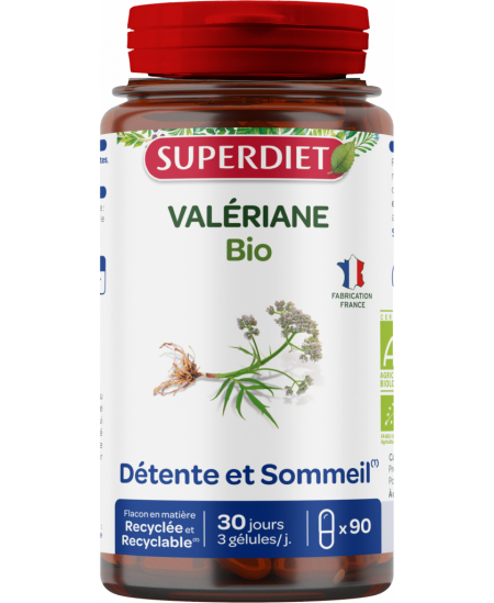 Valeriane bio - 90 gélules - Super Diet contribue au maintien de la relaxation Espritphyto