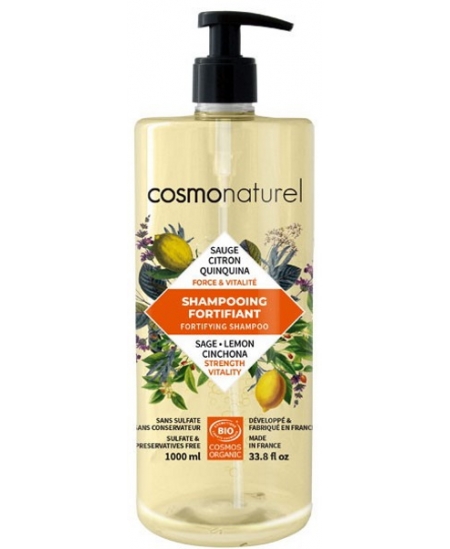 Shampooing Fortifiant Quinquina Sauge Citron - 1 litre Cosmo Naturel force brillance Espritphyto