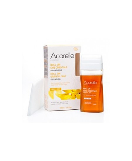 Acorelle - Roll on de cire orientale Fleur d'Ylang et sucre de canne 100ml + 10 bandes lavables