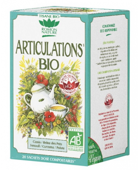 Tisane Articulations bio - 20 sachets 36g - Romon Nature cassis reine des près curcuma Espritphyto Tisane Articulations bio - 20 sachets 36g - Romon Nature cassis reine des près curcuma Espritphyto