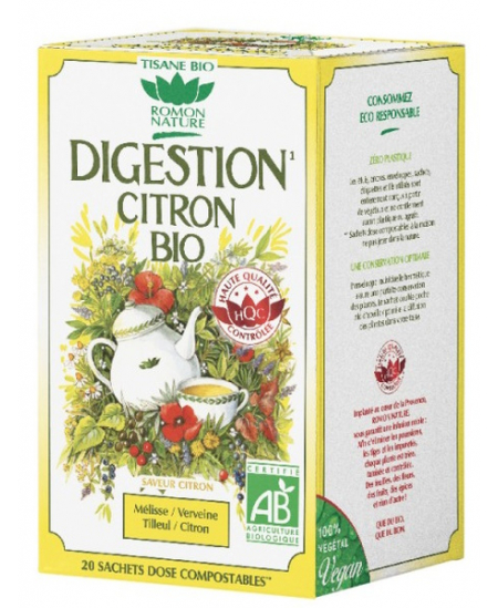 Romon Nature - Tisane Digestion Citron bio Romon - 20 sachets de 32 gr Romon Nature - Tisane Digestion Citron bio Romon - 20 sachets de 32 gr