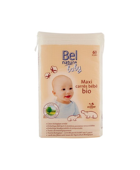 Bel Nature - 60 Maxi carrés bébé coton bio