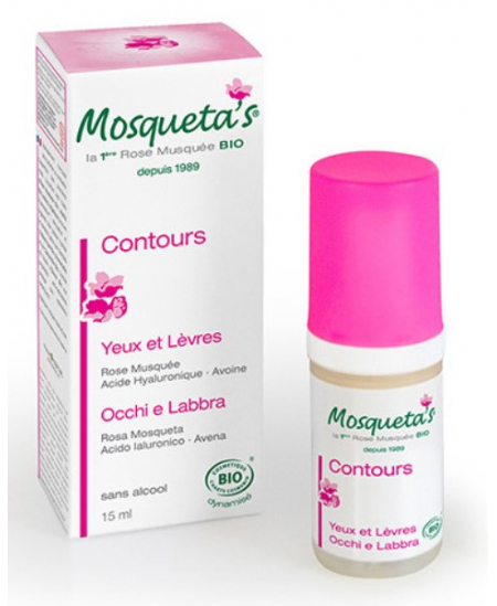 Mosqueta's - Contours yeux et lèvres Rose Musquée Acide hyaluronique Avoine - 15 ml