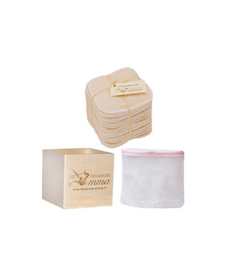 Les Tendances D Emma - Kit Eco belle 15 carrés démaquillants lavables Bambou écru + filet + boite Les Tendances D Emma - Kit Eco belle 15 carrés démaquillants lavables Bambou écru + filet + boite