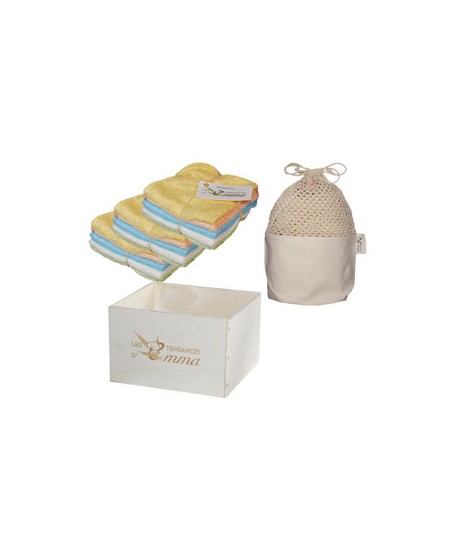 Les Tendances D Emma - Kit Eco Net: 15 débarbouillettes lavables en Bambou couleur + filet + boite