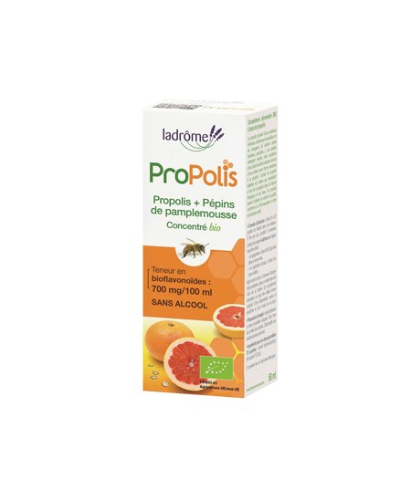 Ladrome Concentré de Propolis et de Pépins de Pamplemousse sans alcool 50 ml aide les défenses naturelles Espritphyto Ladrome Concentré de Propolis et de Pépins de Pamplemousse sans alcool 50 ml aide les défenses naturelles Espritphyto