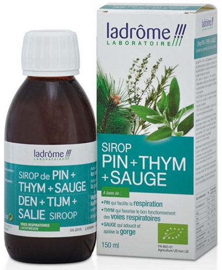 Sirop Pin Thym Sauge - 150 ml - Ladrome aide la respiration Espritphyto