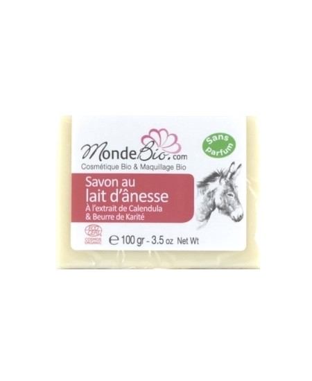 Le Monde du Bio -Savon au lait d'ânesse bio et extrait de Calendula - 100 gr Le Monde du Bio -Savon au lait d'ânesse bio et extrait de Calendula - 100 gr