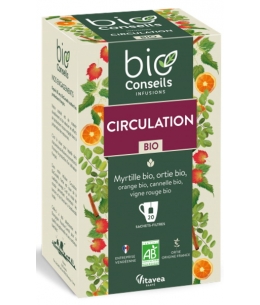 Bio Conseils - Infusion Circulation bio - 20 sachets vigne rouge myrtille Espritphyto
