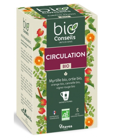 Bio Conseils - Infusion Circulation bio - 20 sachets vigne rouge myrtille Espritphyto Bio Conseils - Infusion Circulation bio - 20 sachets vigne rouge myrtille Espritphyto