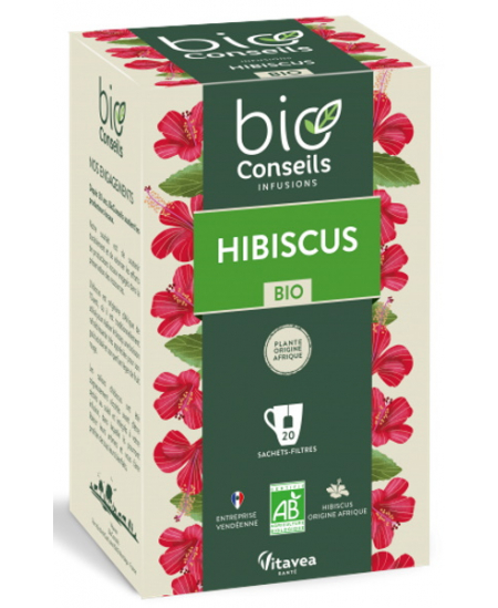 Infusion Hibiscus bio - 20 sachets - Bio Conseils aide cardiovasculaire Espritphyto