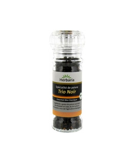 Herbaria - Poivre Trio noir en moulin - 50 gr Herbaria - Poivre Trio noir en moulin - 50 gr