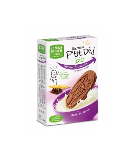 Le Moulin Du Pivert - P'tit déj Céréales et Chocolat - 190 gr