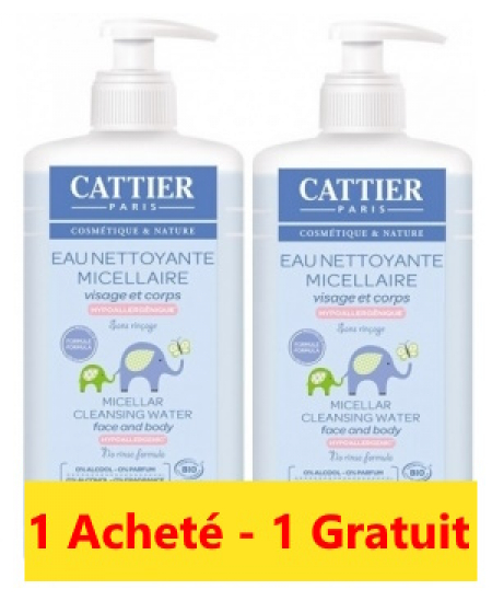 Cattier - Lot de 2 Eaux nettoyantes micellaires Bébé - 2x500 ml Cattier - Lot de 2 Eaux nettoyantes micellaires Bébé - 2x500 ml