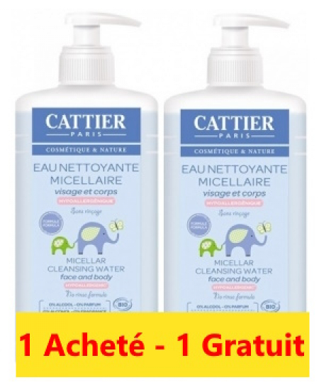 Cattier - Lot de 2 Eaux nettoyantes micellaires Bébé - 2x500 ml