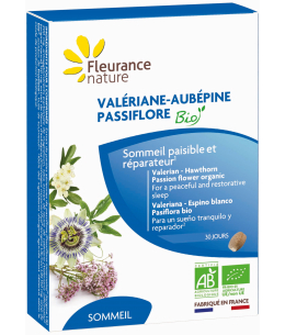 Valériane Aubépine Passiflore bio - 60 comprimés - Fleurance Nature calme et sommeil réparateur Espritphyto