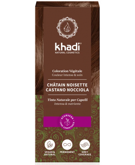 Coloration végétale Noisette Naturel chatain foncé - 100 gr - Khadi chatain foncé marron Espritphyto