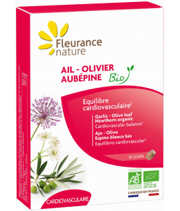 Fleurance Nature - Ail Olivier Aubépine bio - 60 comprimés