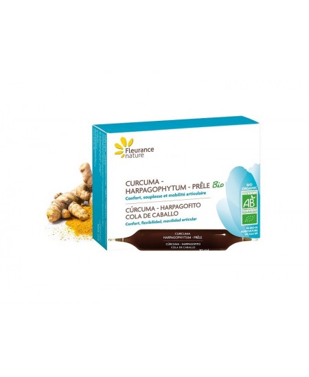 Fleurance Nature - Curcuma Harpagophytum Prêle Bio - 10 ampoules Fleurance Nature - Curcuma Harpagophytum Prêle Bio - 10 ampoules
