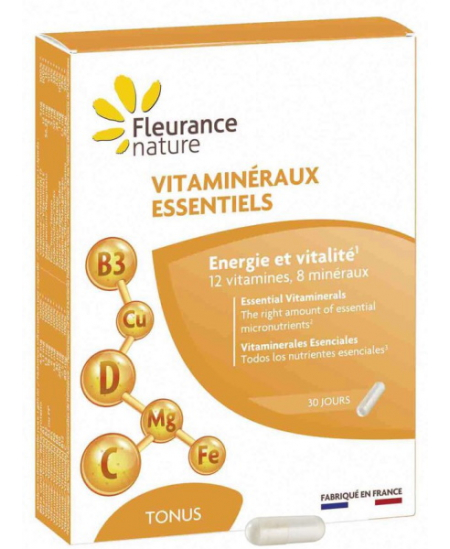 Vitaminéraux essentiels - 30 gélules - Fleurance Nature antifatigue Espritphyto Vitaminéraux essentiels - 30 gélules - Fleurance Nature antifatigue Espritphyto
