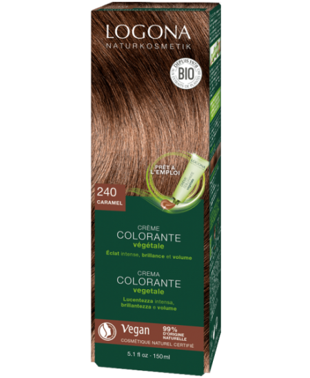 Crème colorante végétale Caramel 150 ml Logona cheveux blonds moyens à chatains