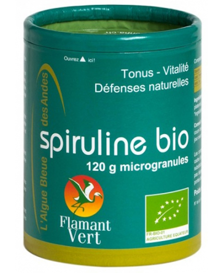 Spiruline Ecocert - 120gr net Microgranules - Flamant Vert spiruline poudre espritphyto