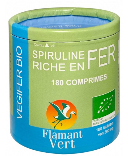 Vegifer - 180 comprimés - Flamant Vert spiruline bio et fer immunité vitalité Espritphyto Vegifer - 180 comprimés - Flamant Vert spiruline bio et fer immunité vitalité Espritphyto