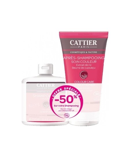 Cattier - Lot Après Shampoing couleur 150ml + Shampoing sans sulfate couleur - 250ml Cattier - Lot Après Shampoing couleur 150ml + Shampoing sans sulfate couleur - 250ml