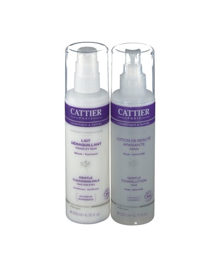 Cattier - Lot Lait démaquillant Caresse d'Herboriste + Lotion de beauté Rosée Florale Cattier - Lot Lait démaquillant Caresse d'Herboriste + Lotion de beauté Rosée Florale