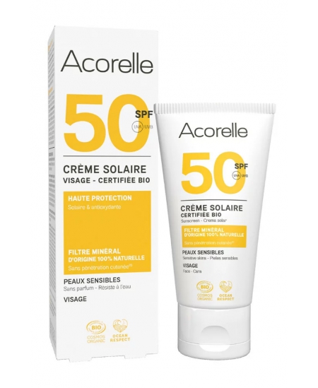 Acorelle - Crème solaire visage SPF 50 bio - 50 ml