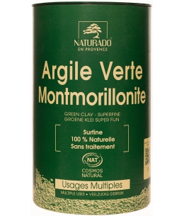 Naturado Argile surfine verte Montmorillonite poudreur 300 gr usage cosmétique Espritphyto