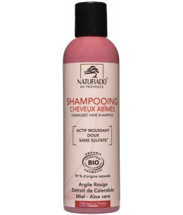 Shampoing cheveux abîmés Argile rouge, Calendula - 200 ml - Naturado cheveux dévitalisés Espritphyto