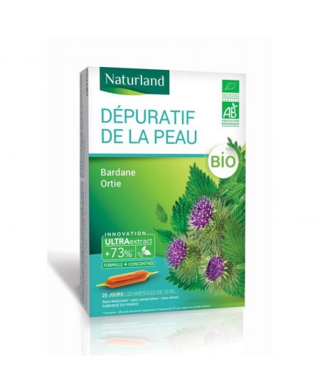 Naturland - Dépuratif pour la peau Bardane Ortie - 20 ampoules Naturland - Dépuratif pour la peau Bardane Ortie - 20 ampoules