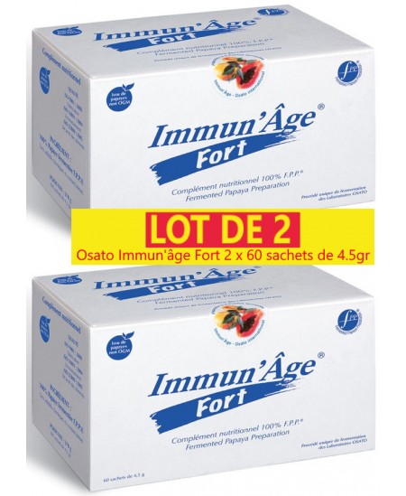 Lot de 2 Immun'Age Fort -2 x  60 Sachets de 4,5g Papaye Fermentée - Osato