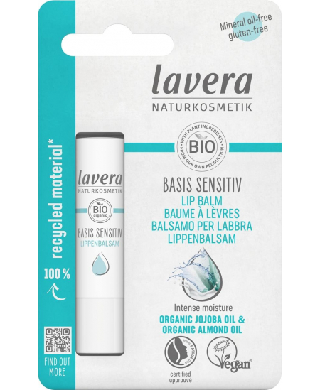 Baume à lèvres Bio Jojoba et Amande bio Basis Sensitiv - Lavera stick lèvres Espritphyto