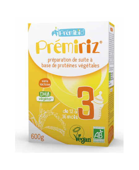 Prémibio - Lait infantile PrémiRiz 3ème âge Croissance - 600 gr Prémibio - Lait infantile PrémiRiz 3ème âge Croissance - 600 gr