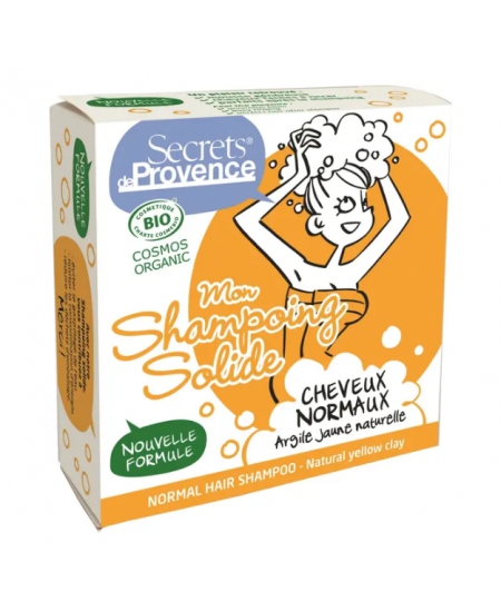 Secrets De Provence - Mon shampoing solide cheveux normaux argile jaune bio - 85 gr