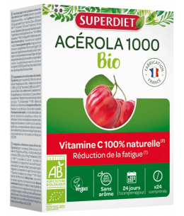 Super Diet Acérola 1000 BIO 24 comprimés vitamine C naturelle espritphyto